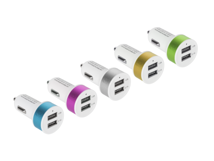 Avtopolnilec 2xUSB 2100 mA mešanica barv HQ