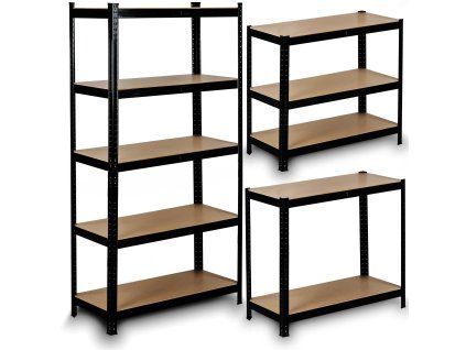 Kovinski regal 150 x 75 x 30 cm HR-811 črna